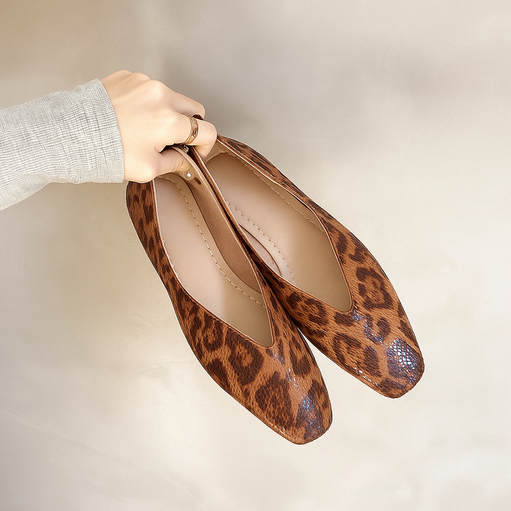 Ortega Leopard Leather Flats
