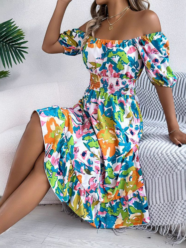Andrea Boho Off Shoulder Midi Dress