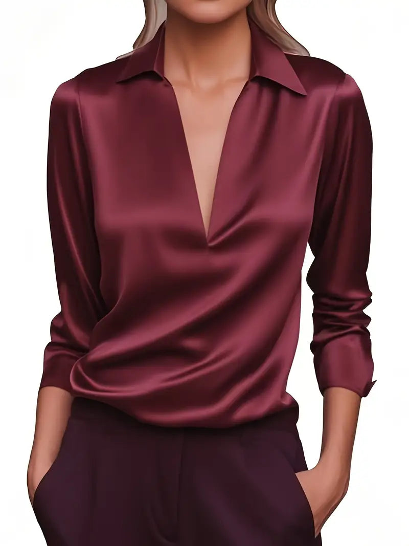 Mila Satin Draped Collar Blouse