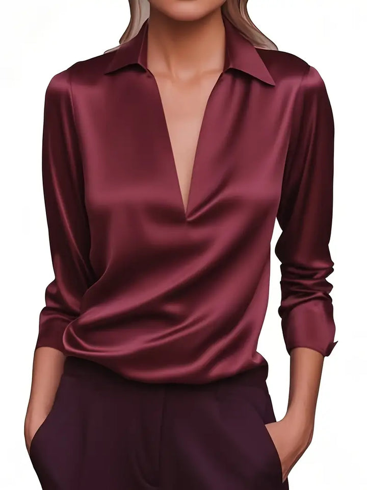 Mila Satin Draped Collar Blouse
