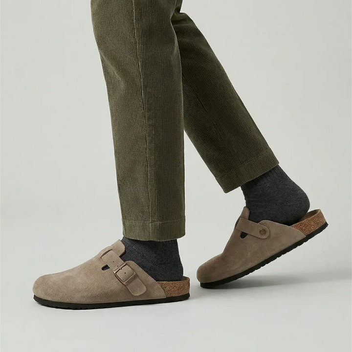 Nova Adjustable Buckle Suede Clogs