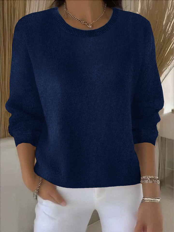 Dark blue pullover sweater with relaxed fit