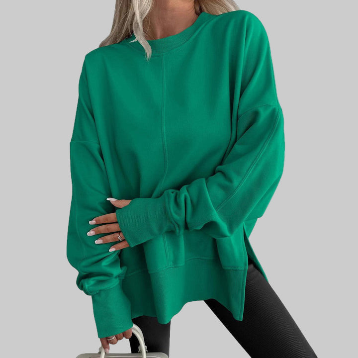 Green oversized long sleeve sweatshirt with ribbed cuffs