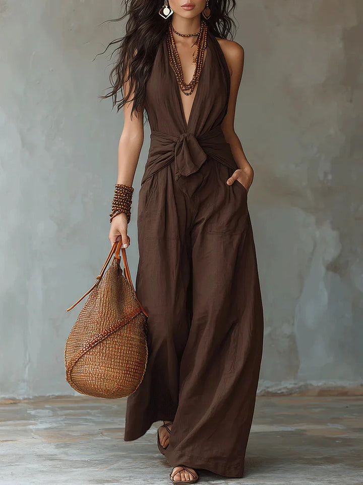 Lara Front Tie Wide Leg Jumpsuit