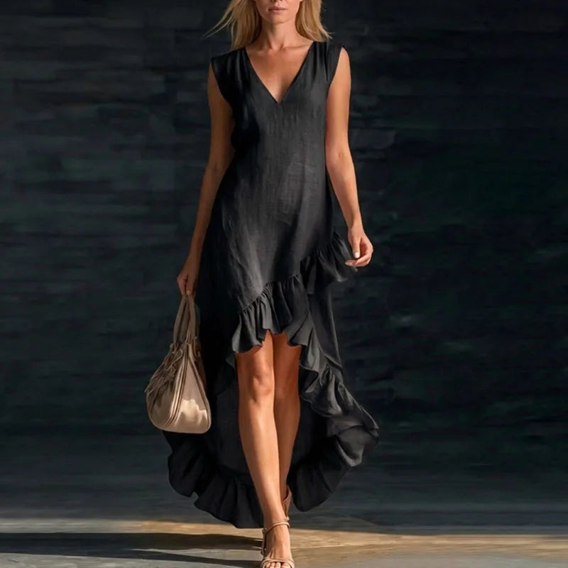 Celine Sleeveless Ruffle Maxi Dress