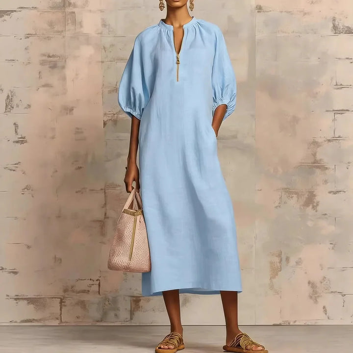 Lacey Puff Sleeve Midi Dress