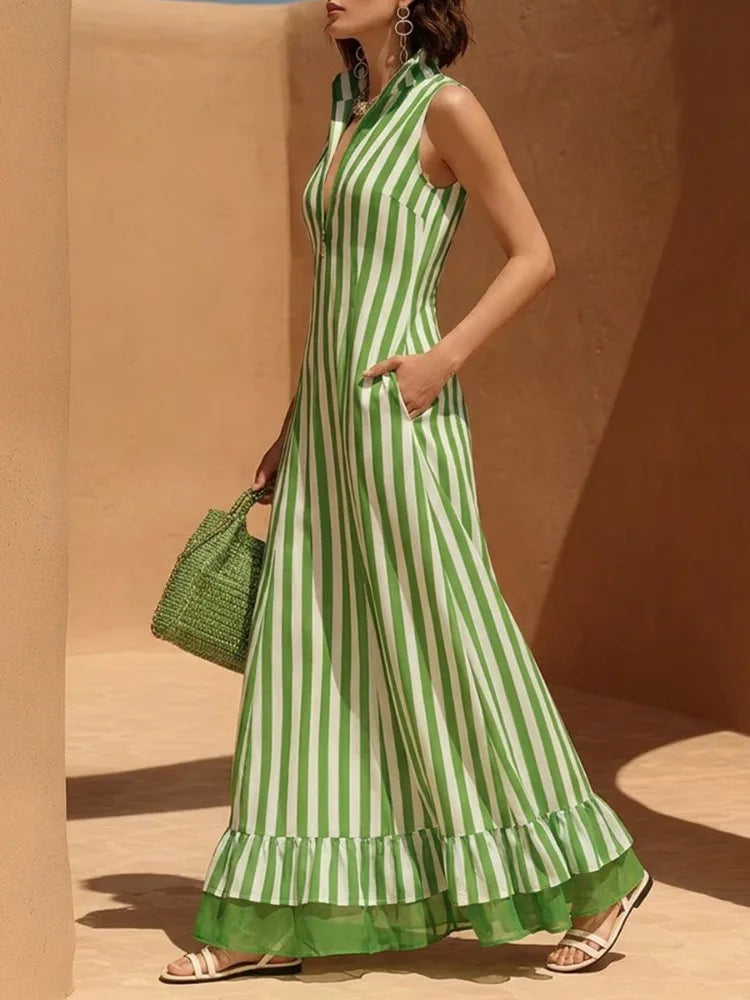 Celestia Striped Maxi Dress