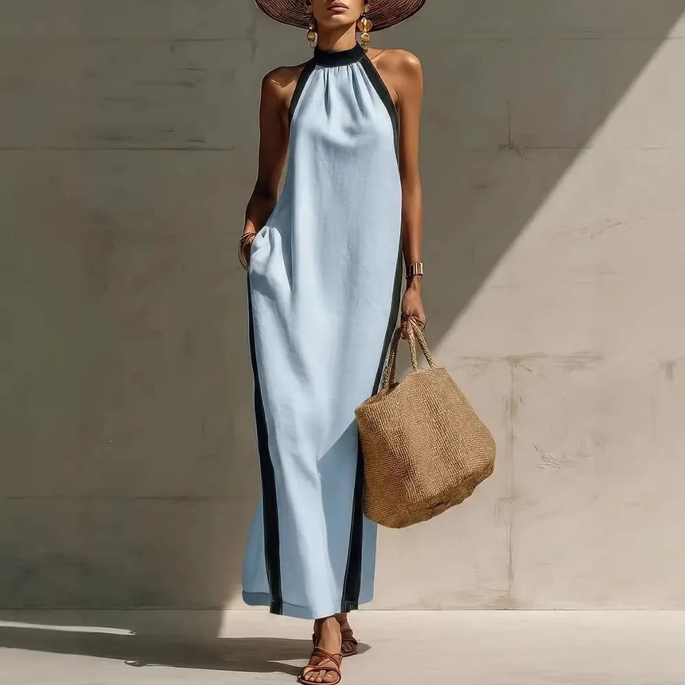 Bruna Casual Halter Maxi Dress
