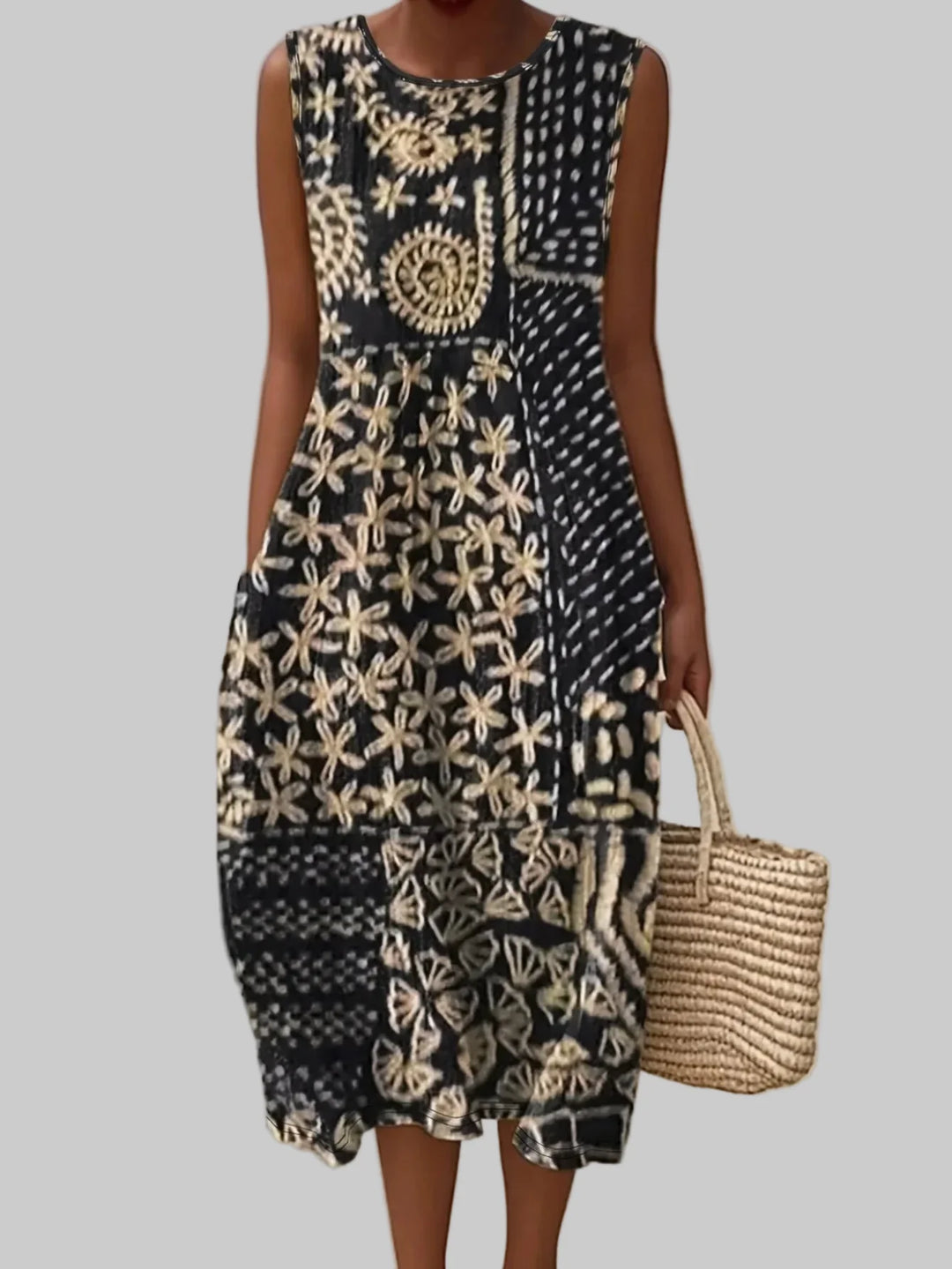 Aviora Bohemian Floral Midi Dress