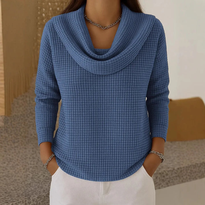 Sabine Cowl Neck Waffle Top