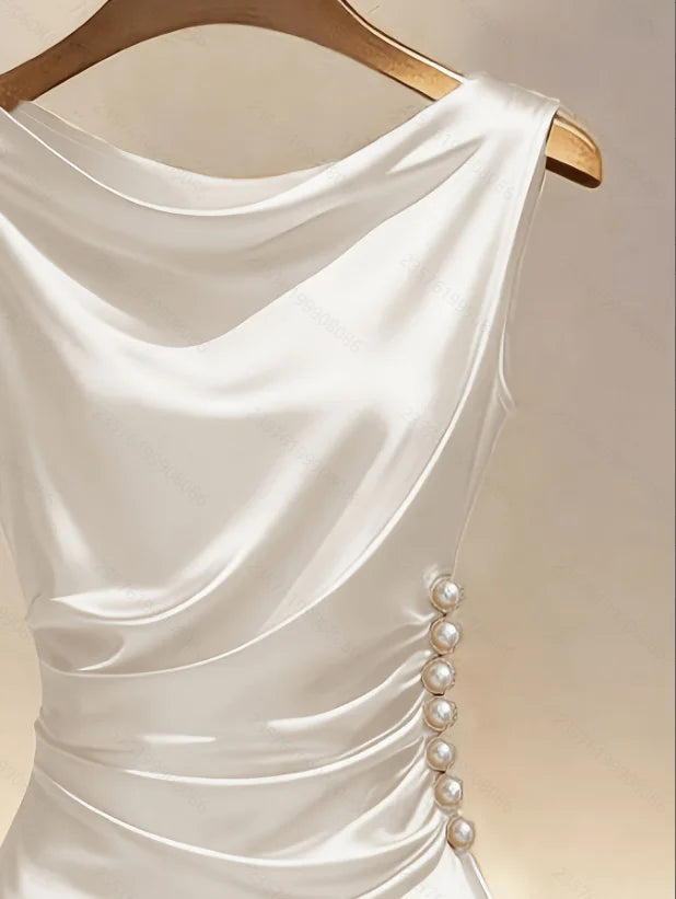 Evanthe Draped Satin Midi Dress