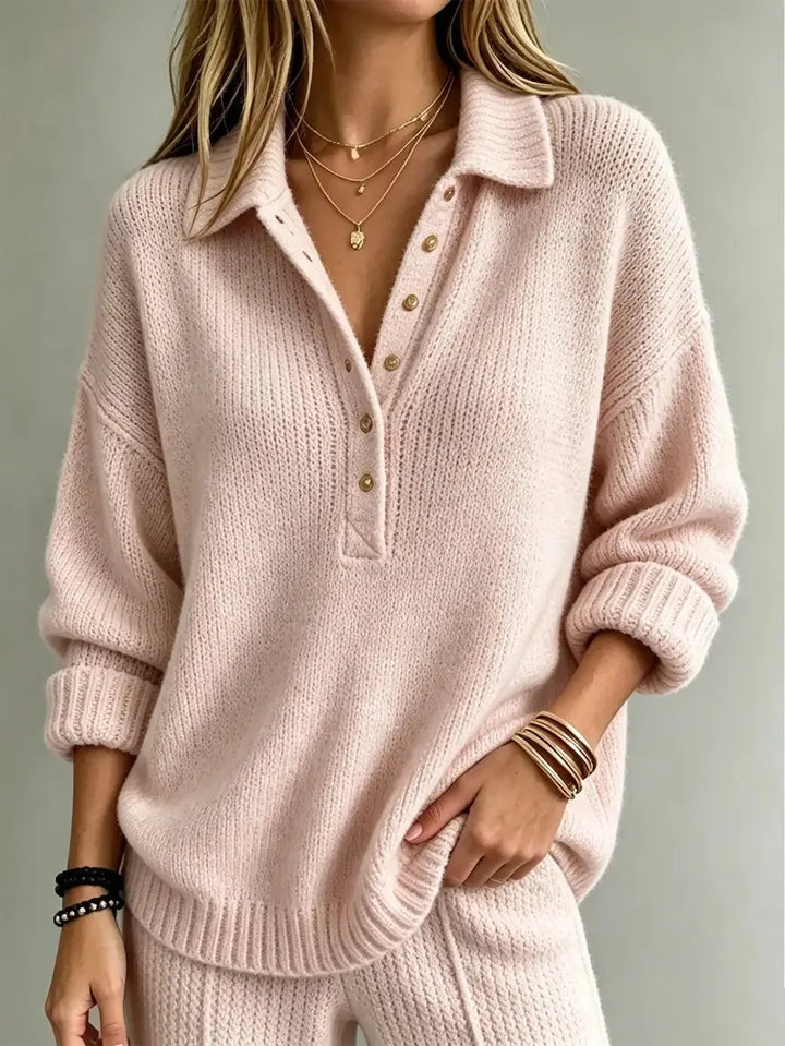 Marigold Button Neck Polo Sweater