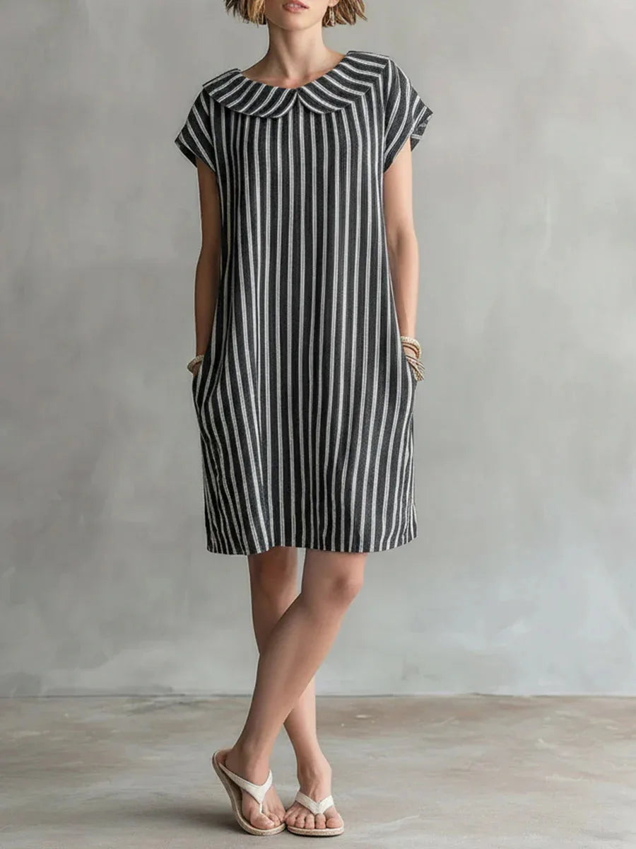 Faye Striped Peter Pan Collar Mini Dress