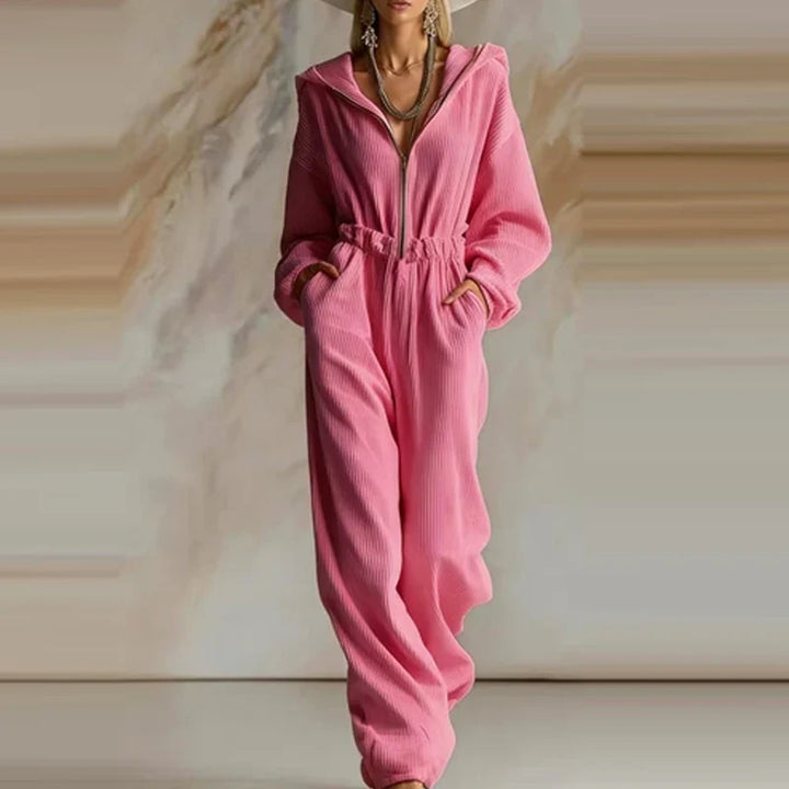 Elora Ribbed Hooded Jumpsuit