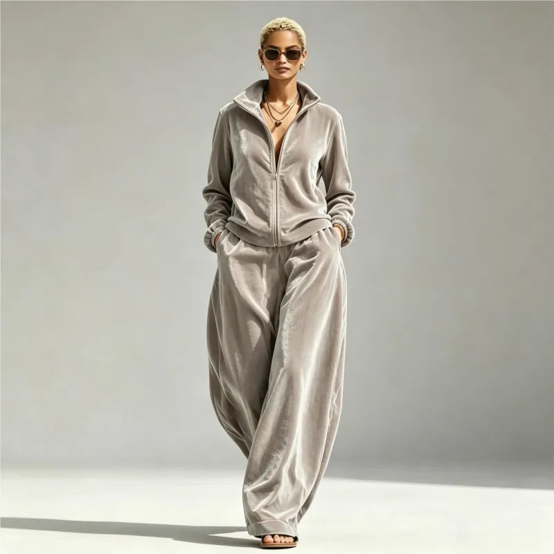 Talia Zip Front Two-Piece Set