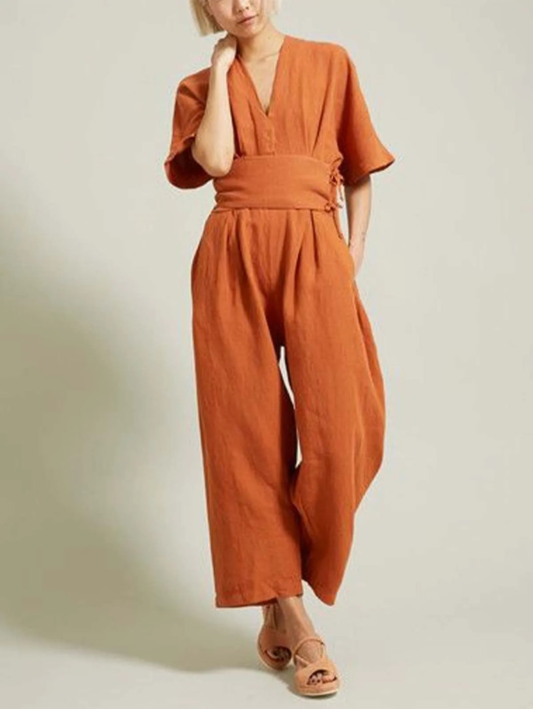 Elenique Casual V Neck Jumpsuit