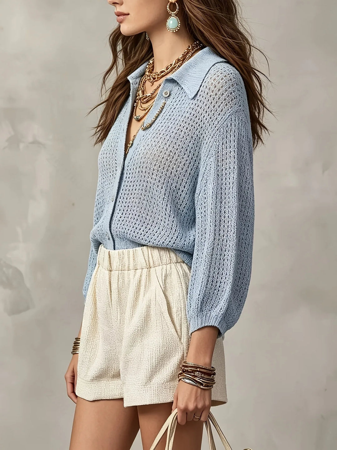 Beatrix Open Crochet Knit Cardigan