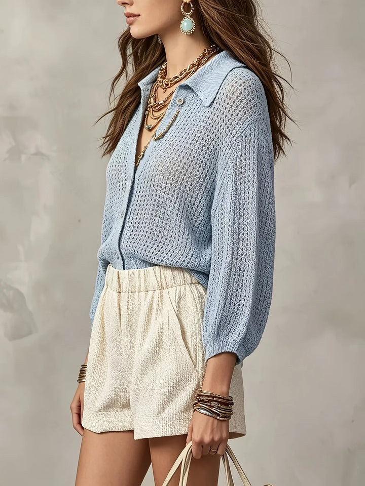 Beatrix Open Crochet Knit Cardigan
