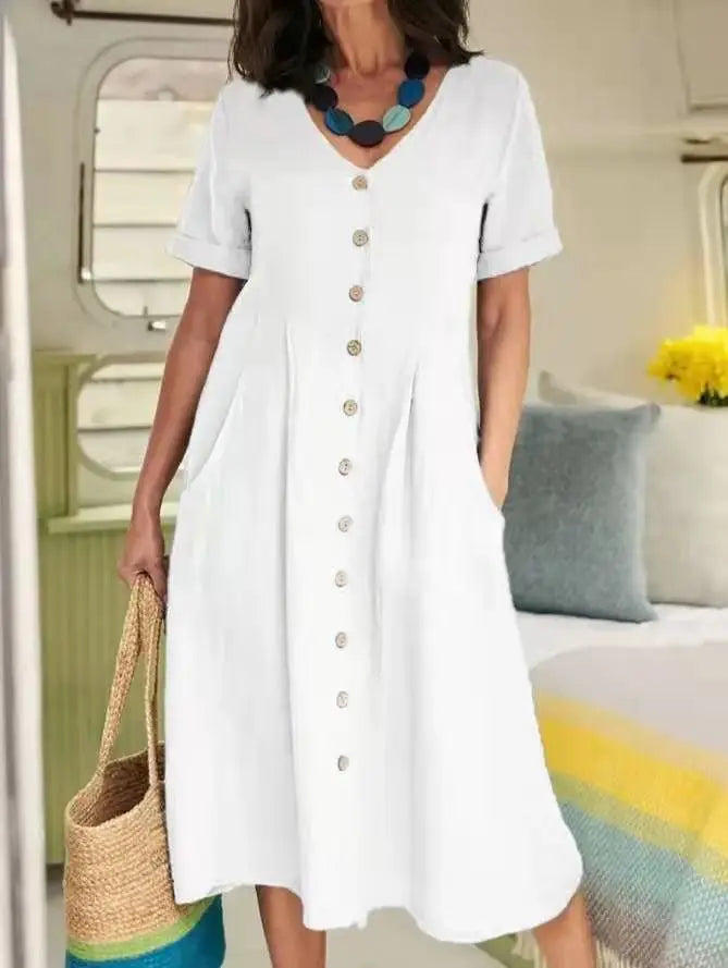 Danica Button Front Midi Dress