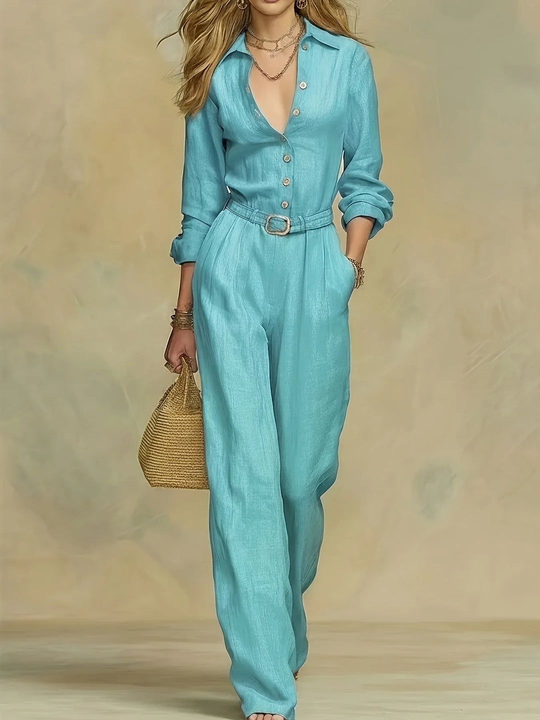 Mirielle Belted Button Jumpsuit