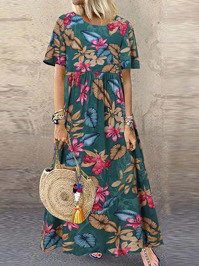 Solviae Vintage Floral Maxi Dress