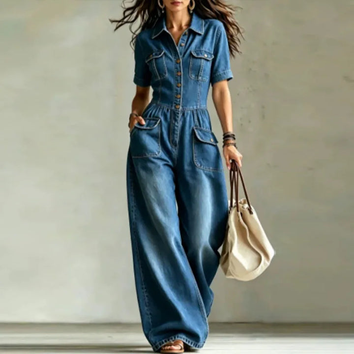 Juliana Denim Wide Leg Jumpsuit
