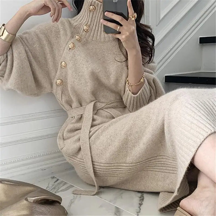 Juno Button Placket Sweater Dress