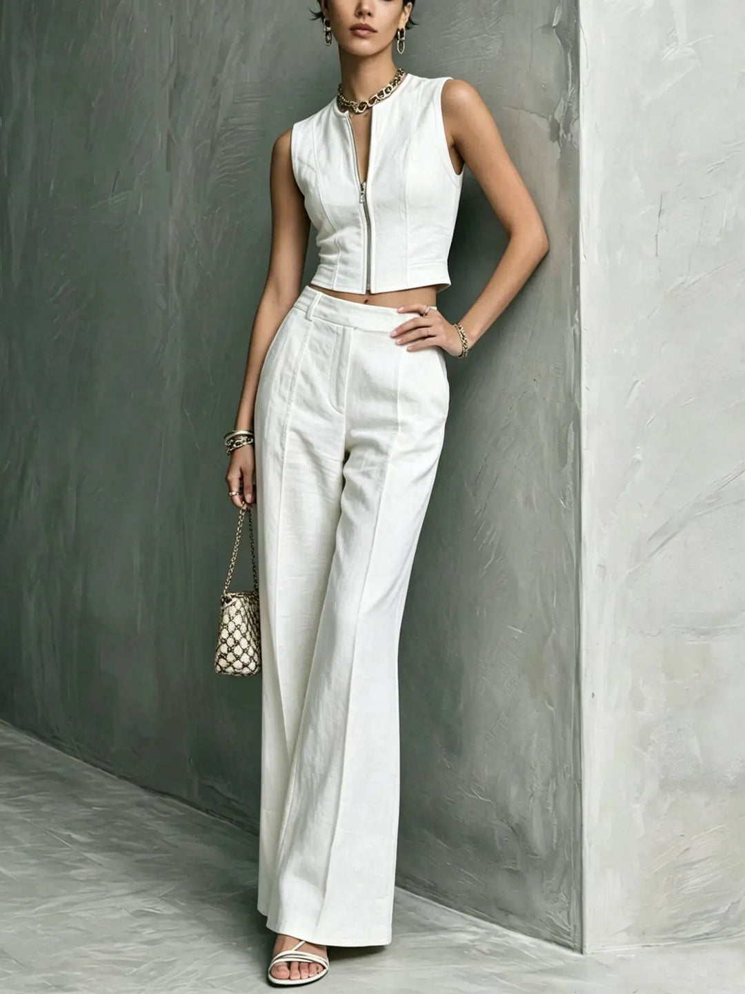 Lunara Zip Front Trouser Set