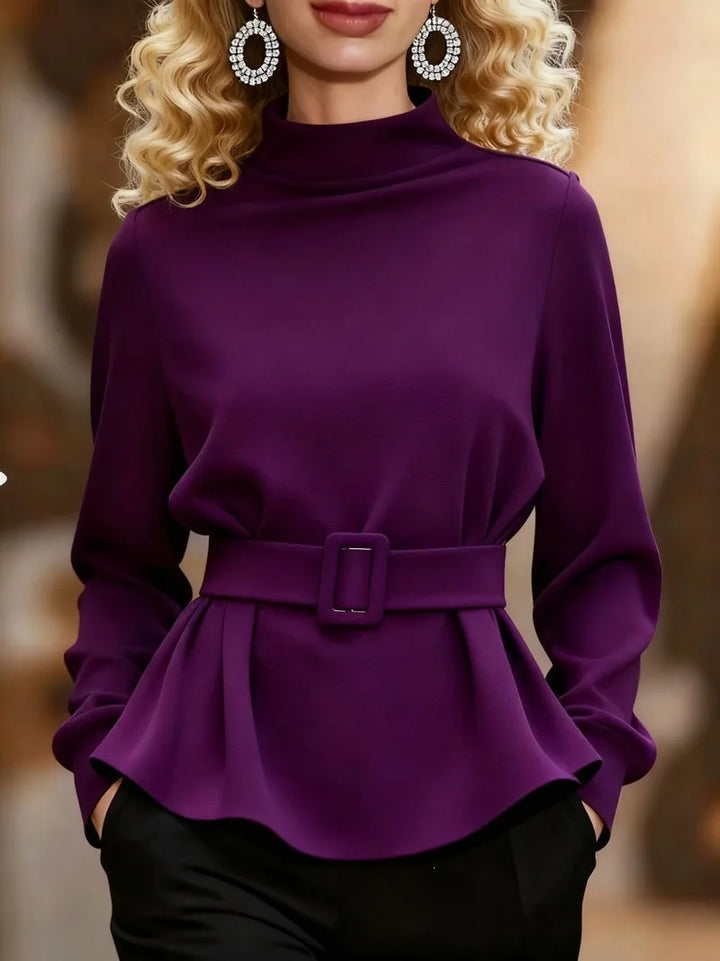 Liora Mock Neck Peplum Top