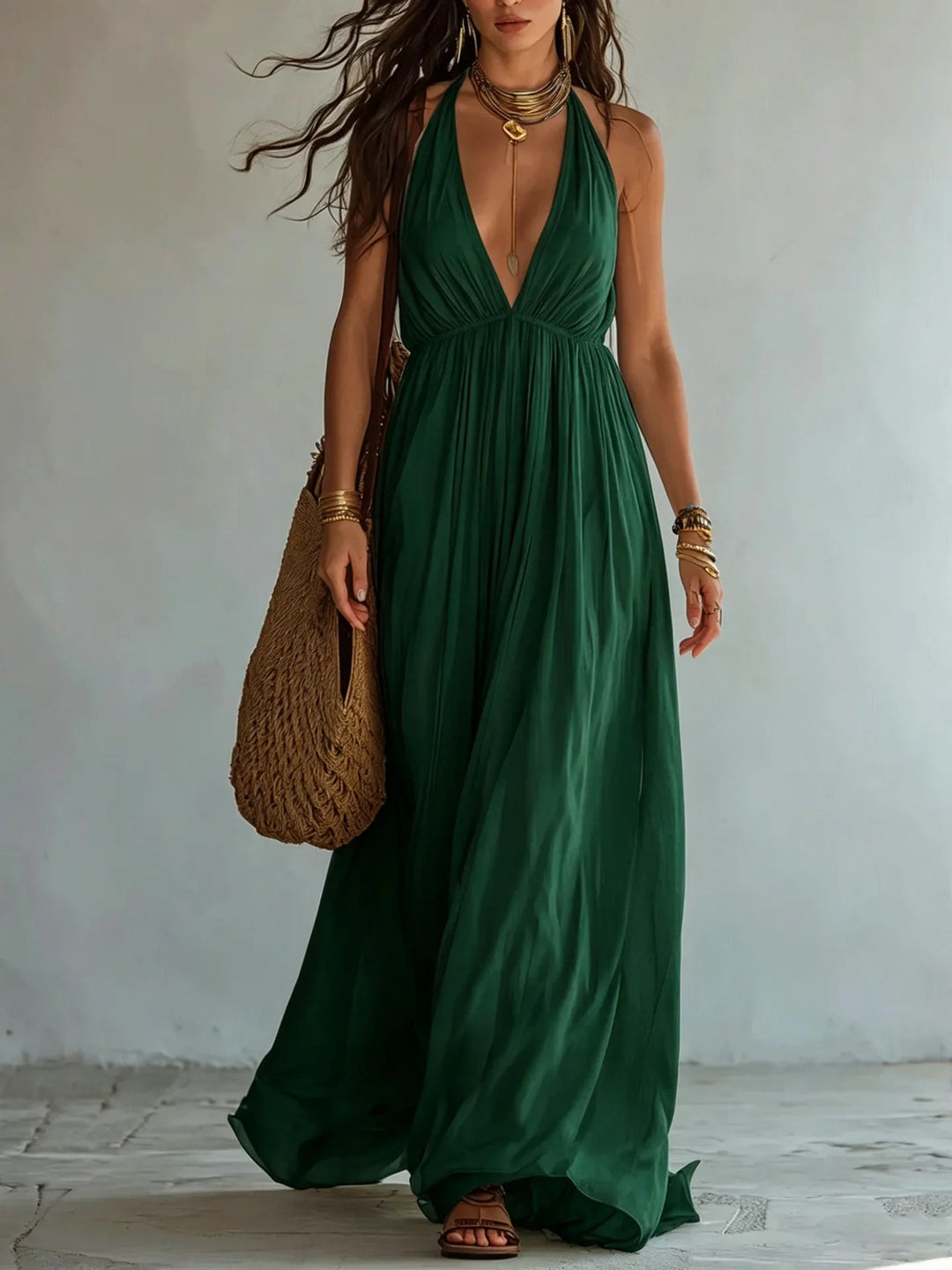 Paige Deep V Neck Maxi Dress