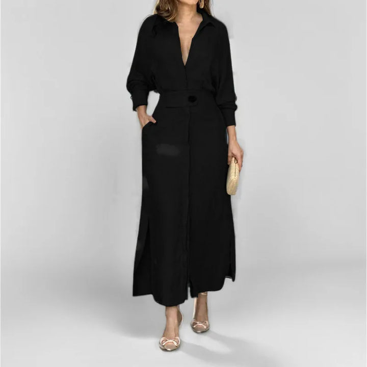 Isabella V Neck Maxi Shirt Dress