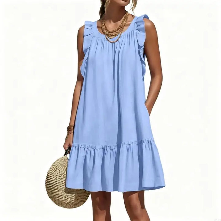 Leandra Ruffle Sleeve V Neck Mini Dress