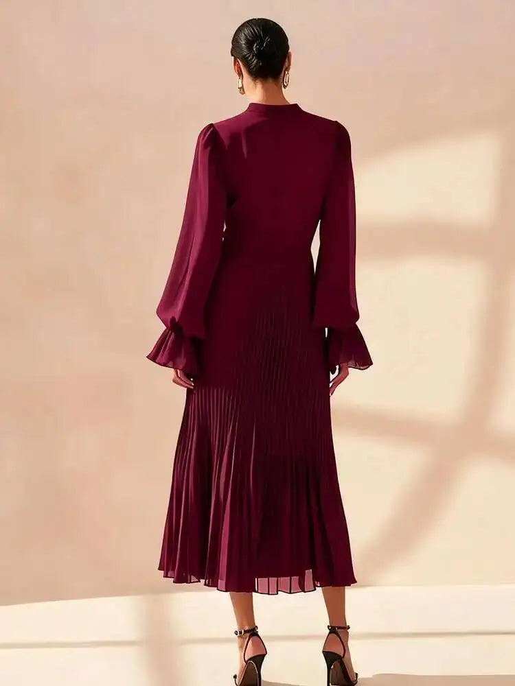 Sireza Pleated Ruffle Midi Dress