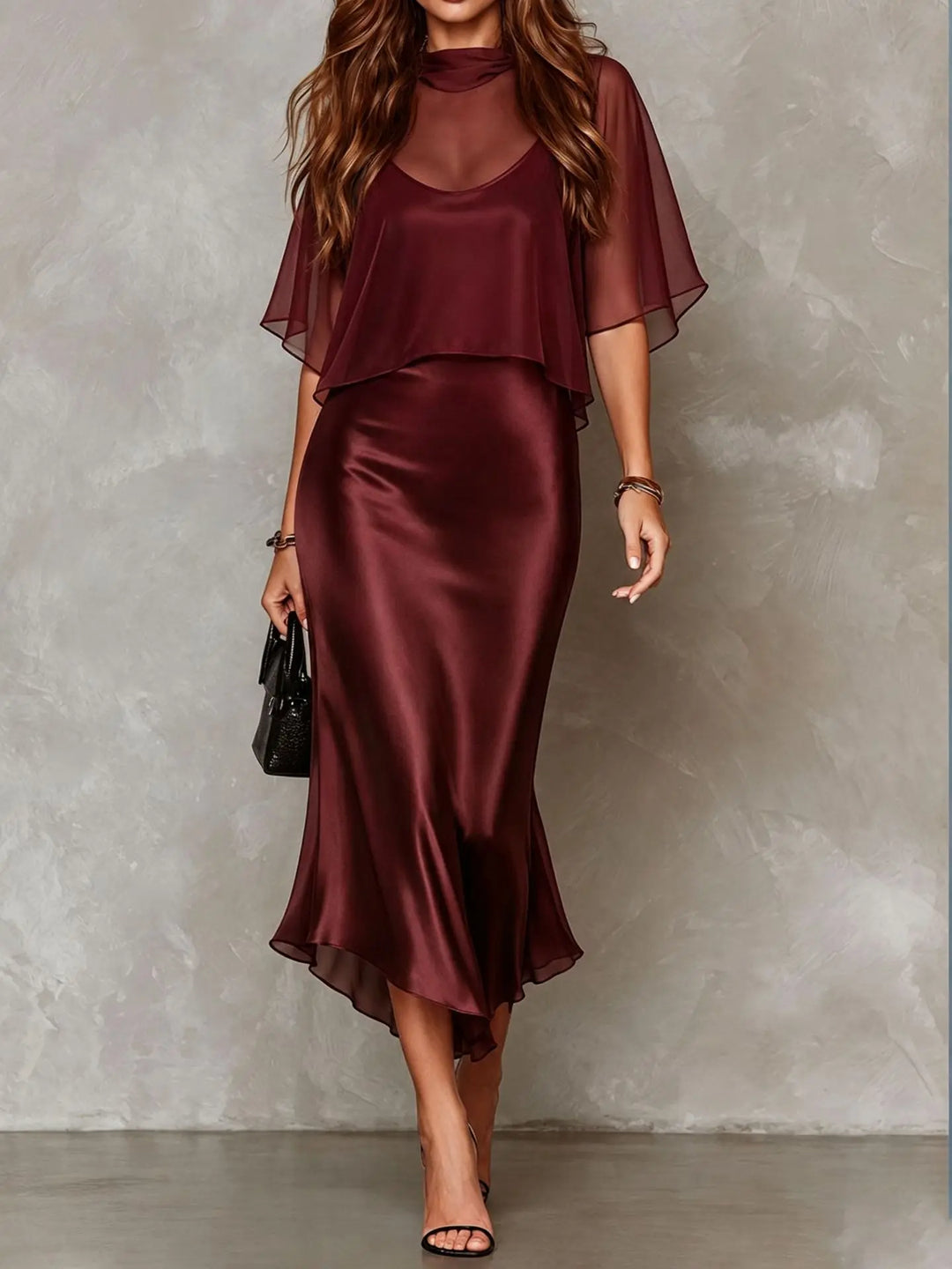 Romina Satin Midi Dress Set