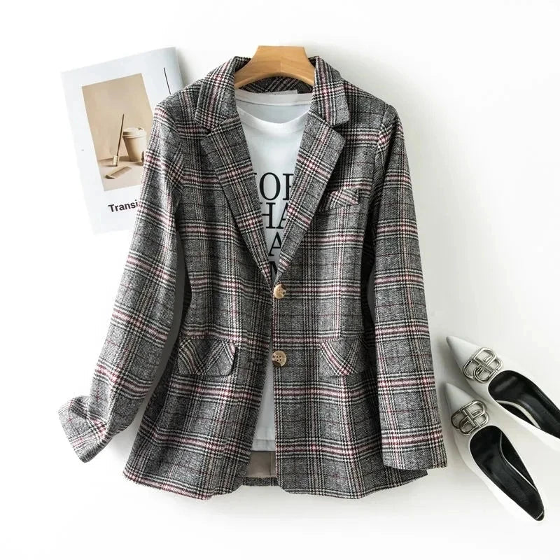 Anouk Plaid Tailored Blazer