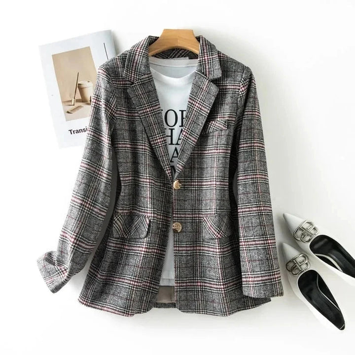 Anouk Plaid Tailored Blazer
