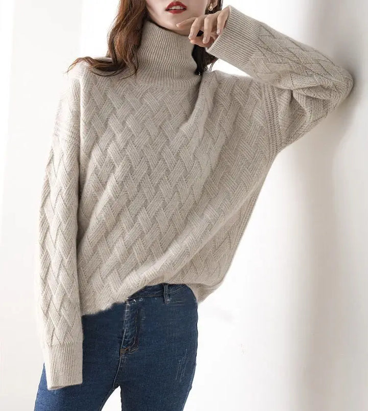 Iris Basketweave Turtleneck Sweater