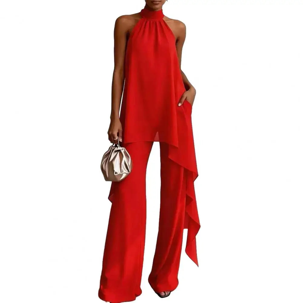 Zinnara Draped Sleeveless Chiffon Matching Set