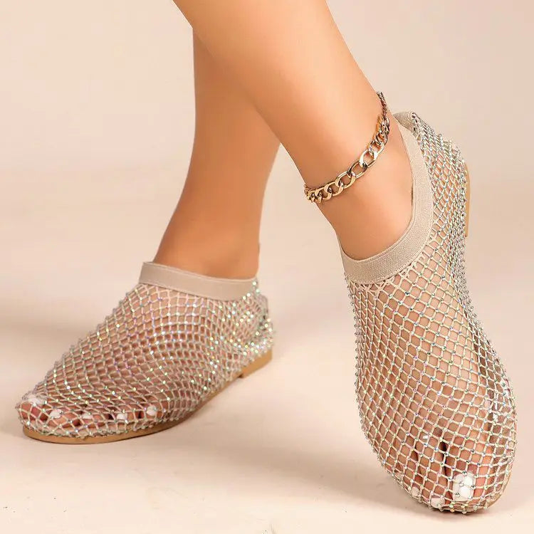 Darlene Rhinestone Midnight Flats
