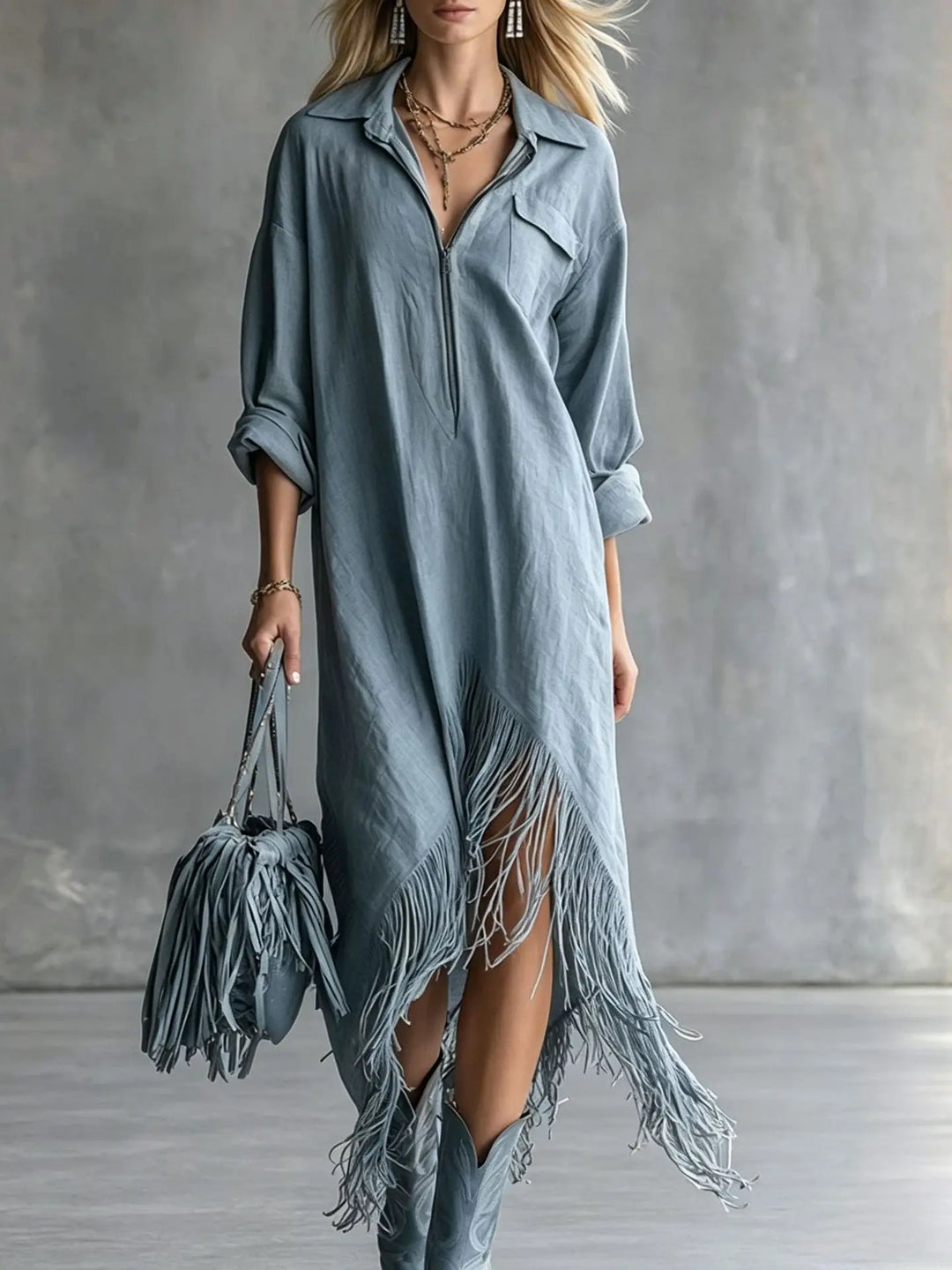 Layla Fringe Hem Midi Dress