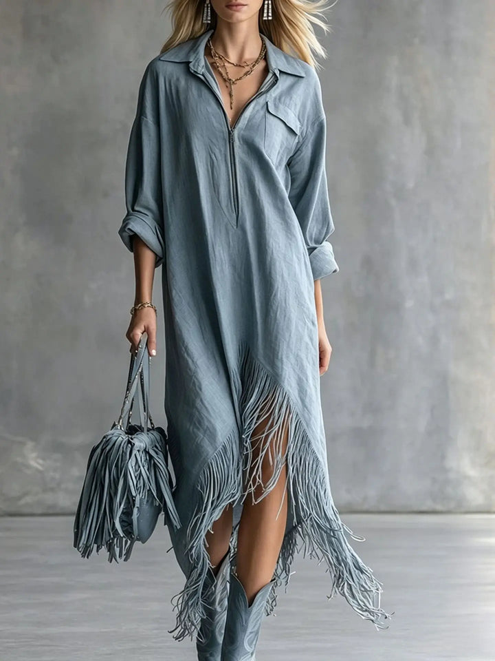 Layla Fringe Hem Midi Dress