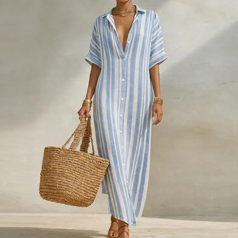 Celeste Linen Long Shirt Dress