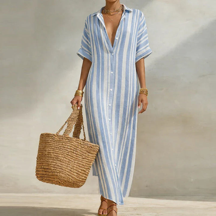 Celeste Linen Long Shirt Dress