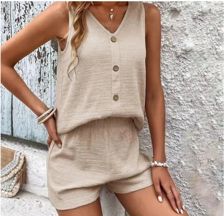 Lorenia V Neck Two-Piece Set