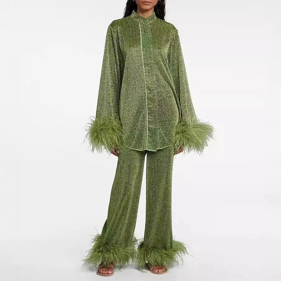 Colette Feather Trim Matching Set