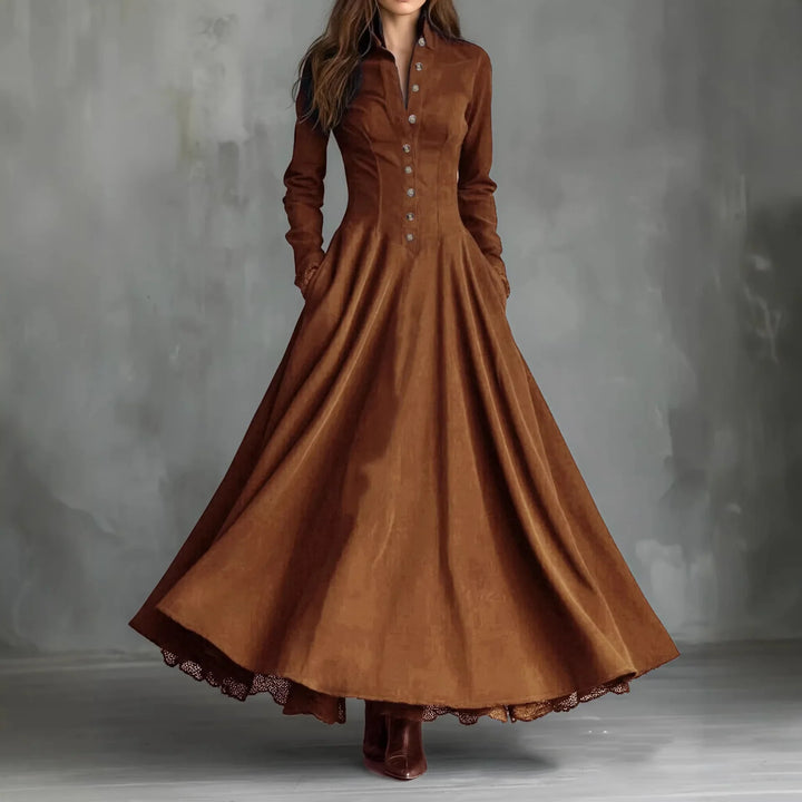 Lenara Faux Suede Maxi Dress