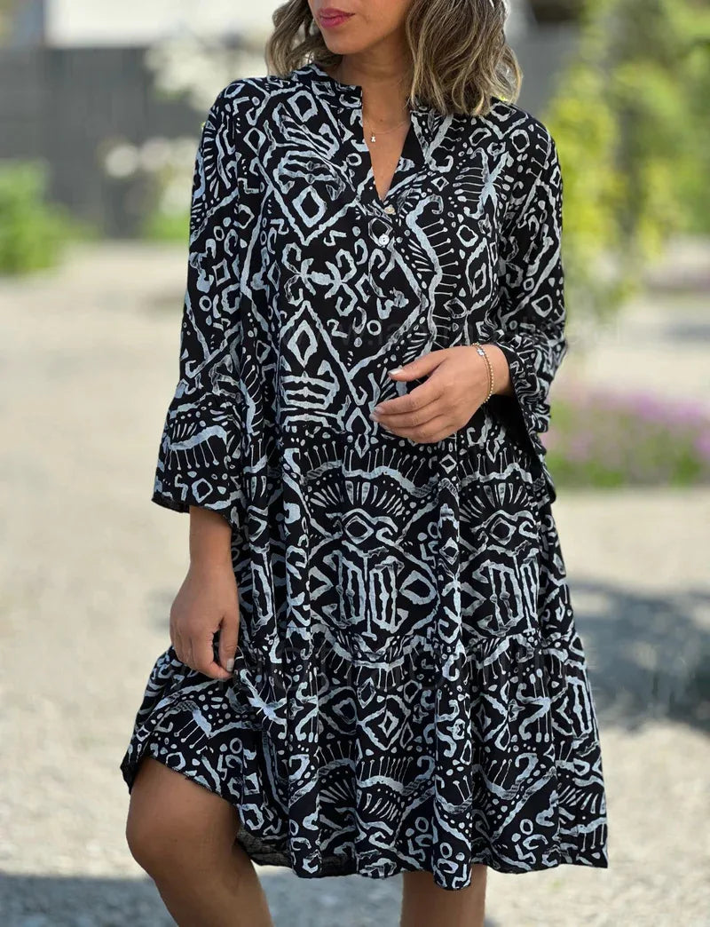 Kayla Geometric Midi Dress