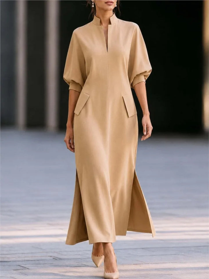Aria Stand Collar Maxi Dress