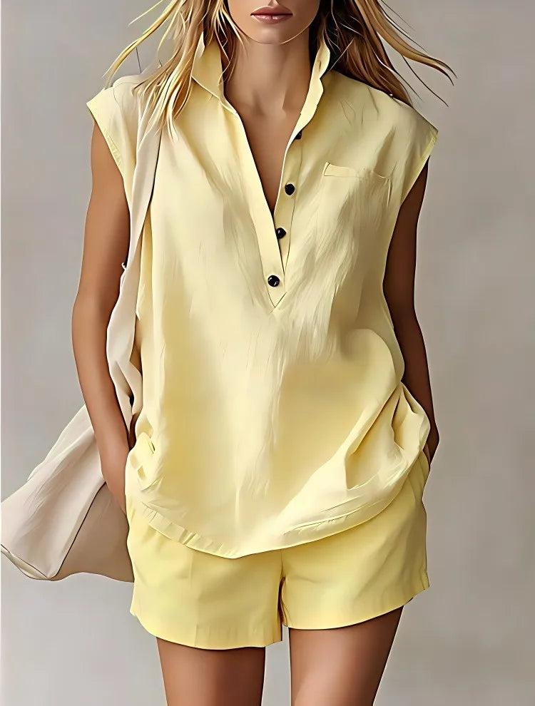 Eleanore Breathable Cotton Linen Shorts Set