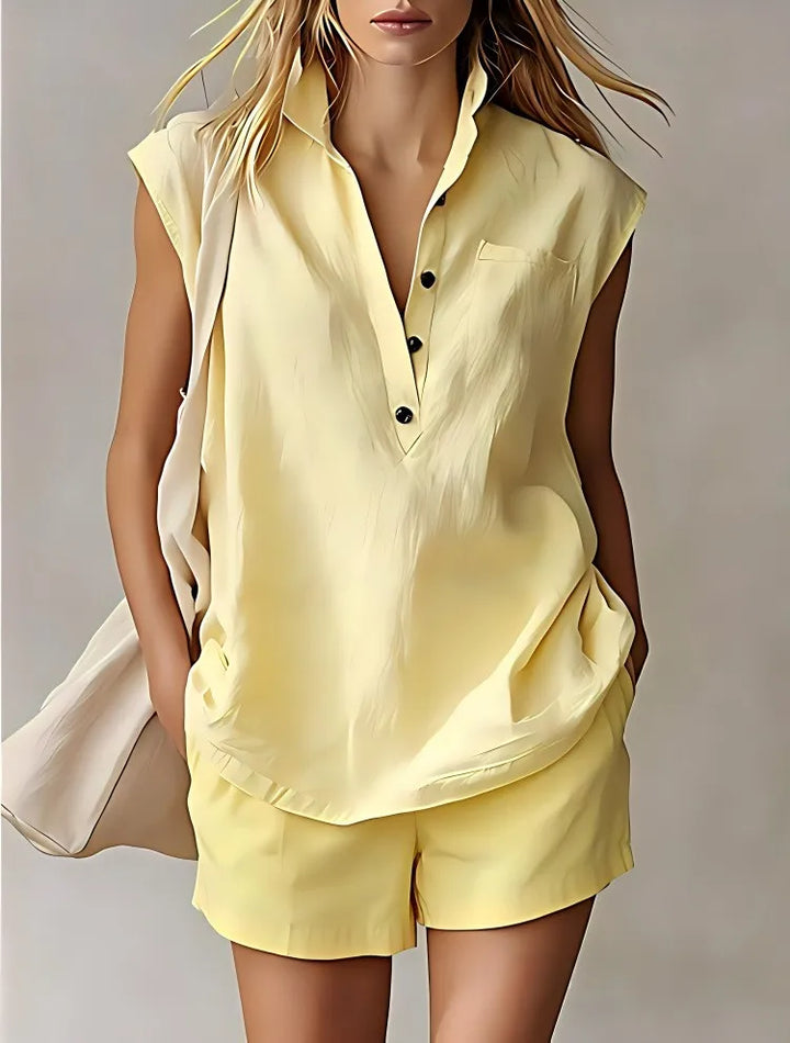 Eleanore Breathable Cotton Linen Shorts Set